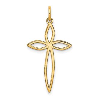 Diamond2Deal 14k Yellow Gold Laser Designed Passion Cross Pendant