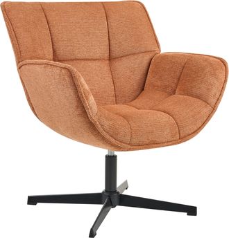 Beliani Sill&oacute;n Decorativo Tapizado Con Asiento Curvo Estructura Giratoria Estilo Retro Naranja Auma
