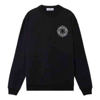 Stone Island 6100001 Oversized Fit Outline Compass Print Sweatshirt Black L1S1561000-01S0283-V0029