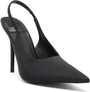 Jeffrey Campbell Surpass Slingback Pointed Toe Pump in Black Satin at Nordstrom Rack, Size 11