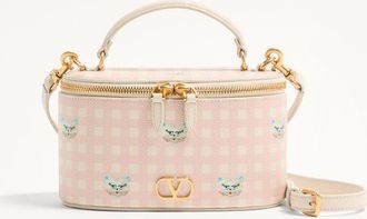 Valentino Garavani Mini Vanity Bag VLogo Signature In Vitello Granato Le Chat De La Maison Donna ROSA/AVORIO UNI