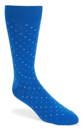 Pantherella Needham Dot Pattern Tall Cotton Blend Dress Socks in Cobalt at Nordstrom, Size Medium