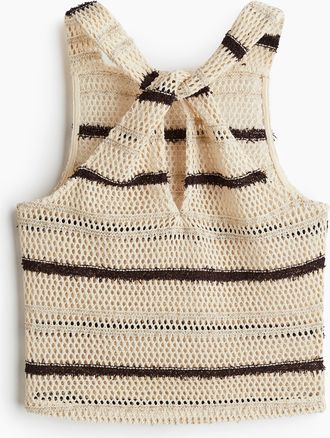 H&M Top aus schimmerndem Ajourstrick - Beige