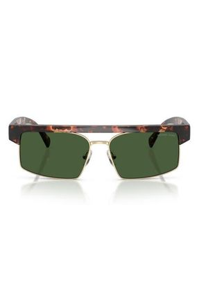Michael Kors Saint Lucia 59mm Rectangular Sunglasses in Dark Tortoise /Green at Nordstrom