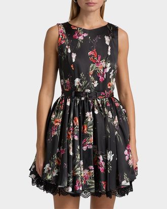 Cinq &agrave; Sept Iris Bouquet Caelia Dress In Black Multi