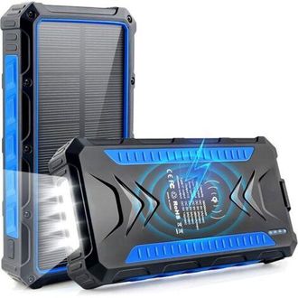 OEM Bater&iacute;a Externa Solar De 36000 Mah - Cargador Solar Inal&aacute;mbrico Qi, 2 Puertos Usb Y 1 Puerto Tipo-c Para Carga R&aacute;pida, Resistente Al Agua Ip66 Para Su