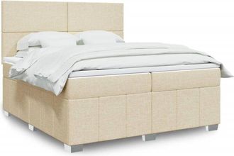 vidaXL Vidaxl - Cama Box Spring Con Colch&oacute;n Tela Color Crema 200x200 Cm