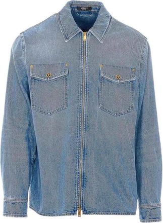 Versace Denim Zip Overshirt - Heren - Jassen - Blauw - Maat: XL Denim
