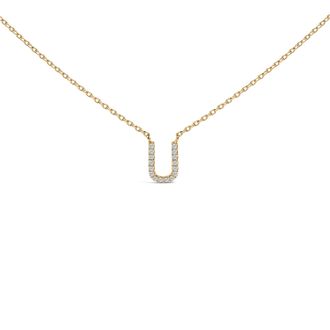 House of Brilliance 10K Gold Diamond Accent A-Z Block Initial Pendant Necklace