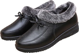 Generic Winter Shoes Womens Lined Warm Leather Ankle Boots Non-Slip Winter Boots Lightweight Snow Boots Outdoor Winter Boots with Fur Autumn Ankle Boots, 6 Bl