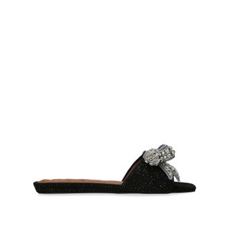 Kurt Geiger Womens Kensington Bow Flat Sdl Sandals - Black Fabric - Size UK 6