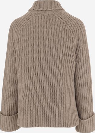 Malo Womens Ribbed Cashmere Sweater Beige