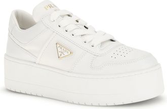 Prada Womens Downtown Bold Sneakers Bianco Lace Up