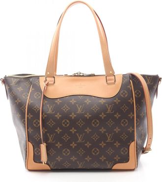 Louis Vuitton Brown Monogram Coated Canvas Leather Handbag Tote Bag (Pre-Owned)