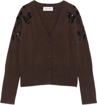 Ermanno Scervino Cardigan con ricamo floreale - Marrone