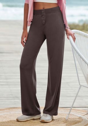 H.I.S Relaxhose H.I.S, Damen, Gr. 32/34, N-Gr, salbei, Obermaterial: 90% Polyester, 10% Elasthan, Basic, bequem lang, Hosen Relaxhose, mit klassisch gerade 