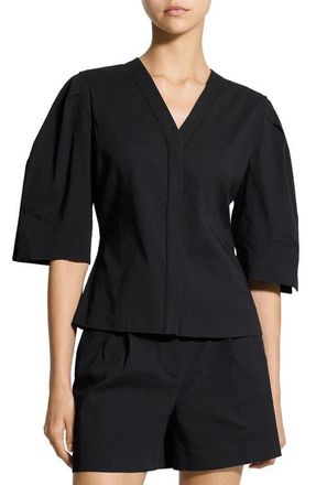 Theory Linen Blend Top in Black at Nordstrom, Size X-Large