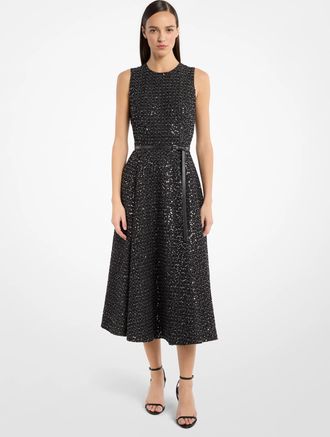 Michael Kors Sequined Denim Tweed Dress