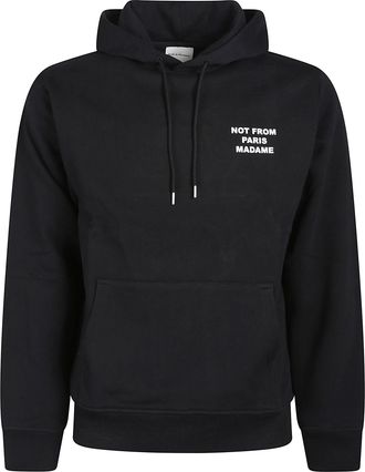 Dr&ocirc;le de Monsieur Black Bold Slogan Cotton Kangaroo Pocket Hoodie