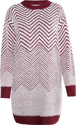 Usha Gebreide jurk Dames Donker kersenrood wit