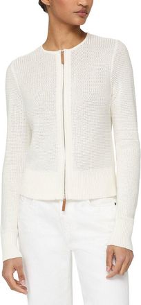 Lafayette 148 New York Textured Crewneck Silk-Blend Cardigan