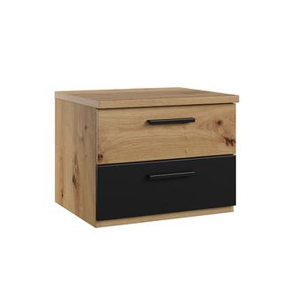 Petits Meubles Mesilla de noche de 2 cajones estratificado marr&oacute;n negro