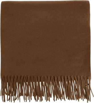 Max Mara Cashmere stole met logo - Dames - Wintersjaals - Bruin - ONE Size - Kasjmier - Accessoires