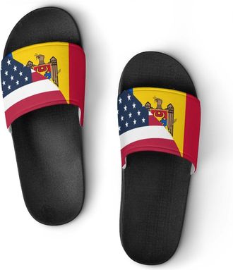 Generic U.S And Moldova Flag Unisex Beach Slippers & Pool Slides Anti-Slip House Shoes for Home Outdoor