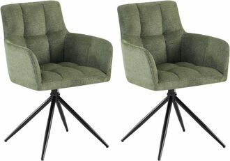 Clp Set de 2 silla de comedor con reposabrazos en tela verde