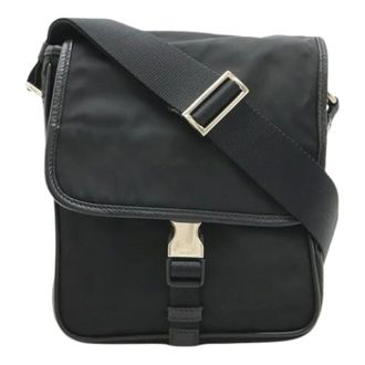 Prada Pre-owned Cross Body Bags, female, Black, Size: ONE SIZE Pre-owned Nylon Pochette Shoulder Bag