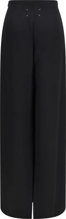 Maison Margiela Womens Long Skirt With Back Slit Black Fleece Wool Ovis Aries Pant Trousers