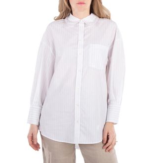 Anine Bing Stripe Mika Cotton Shirt, Size Small