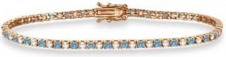 Allurez Alternating Diamond & Aquamarine Eternity Tennis Bracelet 14K Rose Gold (3.73ct)