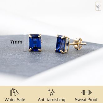 MAX + STONE 14k Yellow or White Gold Solitaire 7x5mm Gemstone Stud Earrings