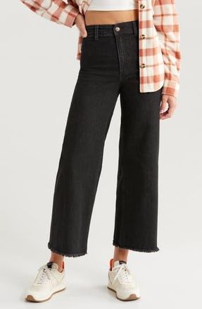 Billabong Free Fall Stretch Crop Wide Leg Jeans in Black Rinse at Nordstrom Rack, Size 25