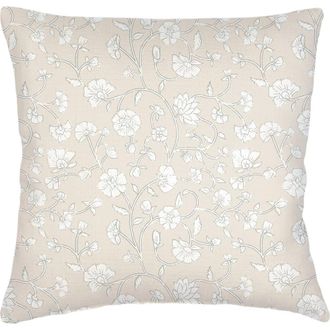 Anaya with Love Jaipur Floral Linen Euro Pillow with Down Alternative Insert in Beige at Nordstrom, Size 26X26