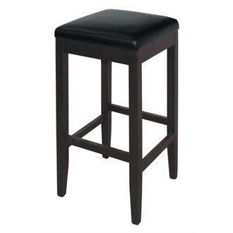 Netfurniture Mila Black Stool - Faux Leather Wood