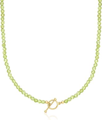 Ross-Simons 3.5-4mm Peridot Bead Charm-Compatible Toggle Necklace in 18kt Gold Over Sterling