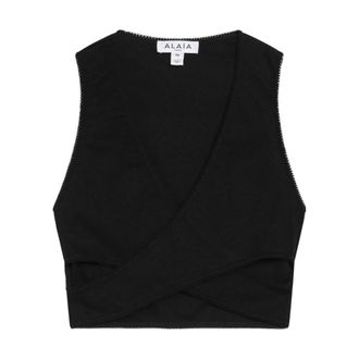 Alaia Ribbed Jersey Wrapped Top - female - Ala&iuml;a - Sleeveless Tops - Black - XS - Tops