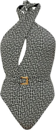 Balmain Costume intero con motivo geometrico - Nero