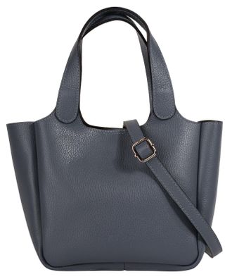 Cluty Henkeltasche CLUTY, Damen, Gr. B/H/T: 30cm x 19cm x 12cm onesize, blau, Leder, leicht gl&auml;nzend, unifarben, Taschen Henkeltasche, echt Leder, Made in I