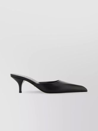 Prada leather mules with kitten heel and pointed toe