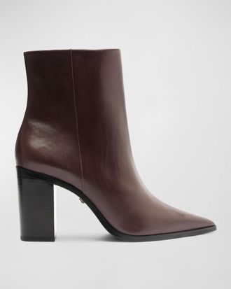 Schutz Mikki Leather Block-Heel Booties