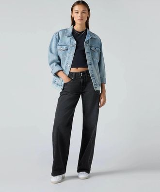 Levi's Superlow Jeans Womens Black Cotton Straight Leg Zip Fly GBO4018