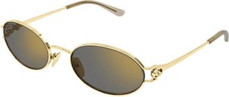 Gucci Ovale Zonnebril - Dames - Zonnebrillen - Geel - 55 MM - Accessoires