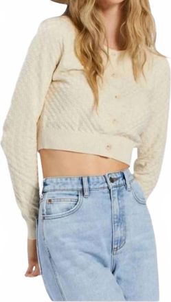Billabong Long Sleeve She Dances Crop Cardigan In White Cap