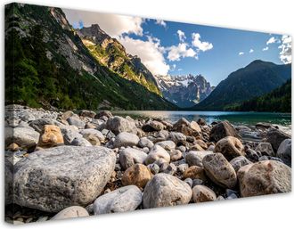 Feeby Impresi&oacute;n De Imagen, Paisaje Lago Rocas Monta&ntilde;as Naturaleza, 120x60