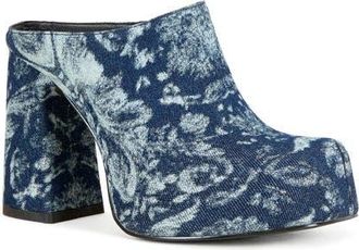 Azalea Wang Florea Block Heel Clog in Denim at Nordstrom, Size 7.5
