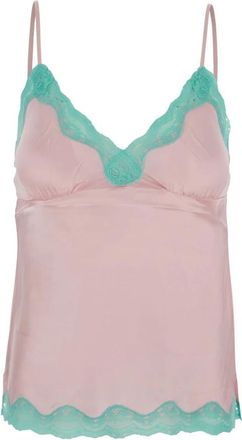 Gold Hawk Satijnen blouse met V-hals en dunne mouwen - Dames - Tops zonder mouwen - Roze - XS - Satijn - Tops