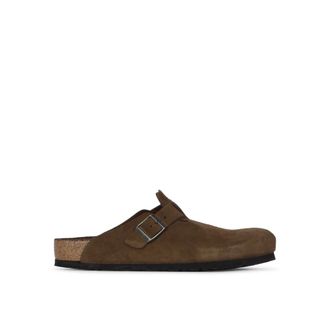 Birkenstock Mules, male, Brown, Size: 11 US Boston Soft Footbed Suede Regular Fit